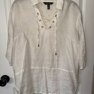 Ellen Tracy Cream Blouse with Gold Accents